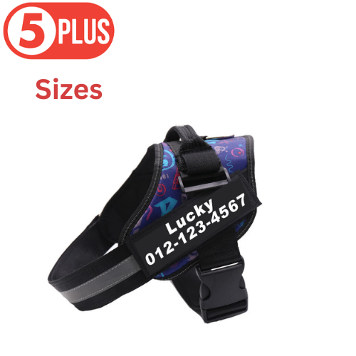 Graphitti Blue Personalized Dog Harness
