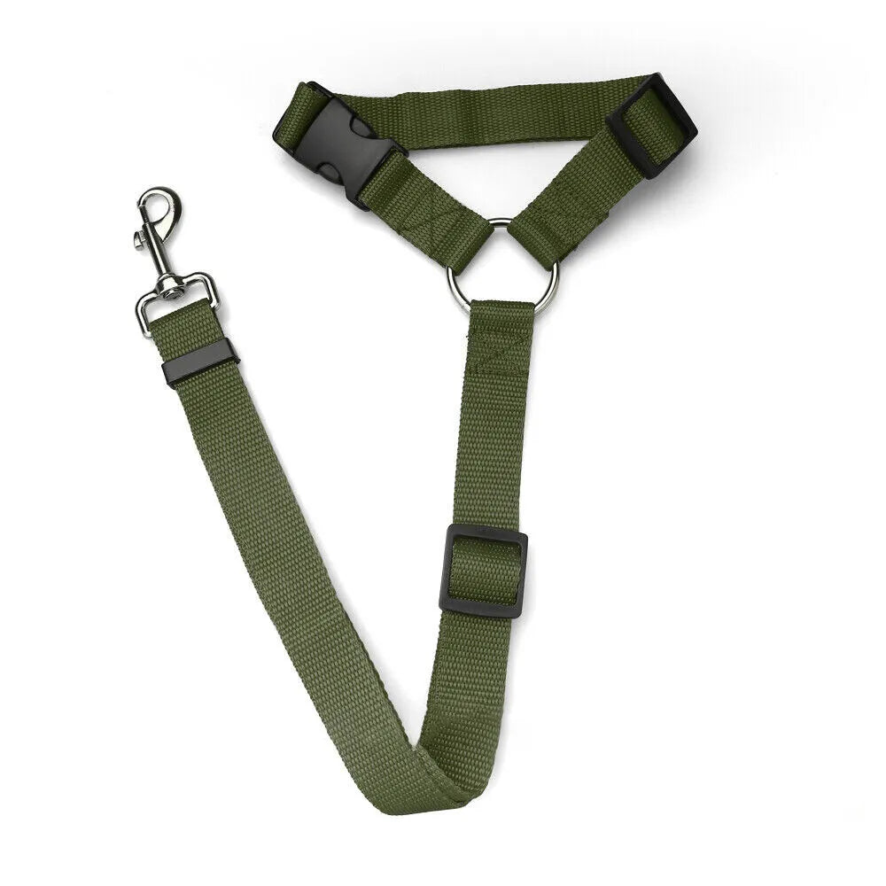 Army Green Head Rest Seat Belt / Leash